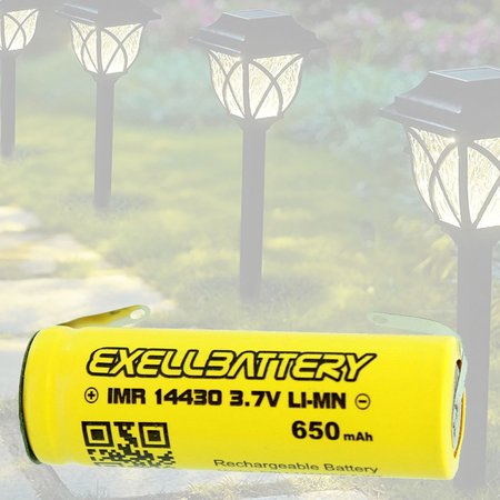 EXELL BATTERY 14430 3.7V Li-Ion 650mAh Rechargeable Solar Light Battery WITH SOLDER TABS EBLI-14430C6.5-WT_SOLAR